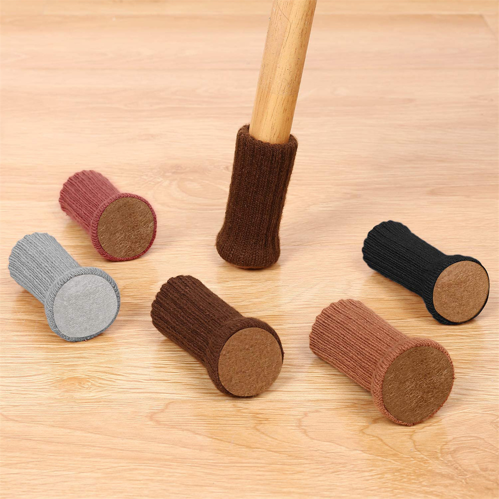 24 Stück gestrickte, geräuschlose Möbelbeine, Socken, hohe elastische Füße, Socken, Bodenschoner mit Anti-Rutsch-Pads, dicke Stuhlfüße