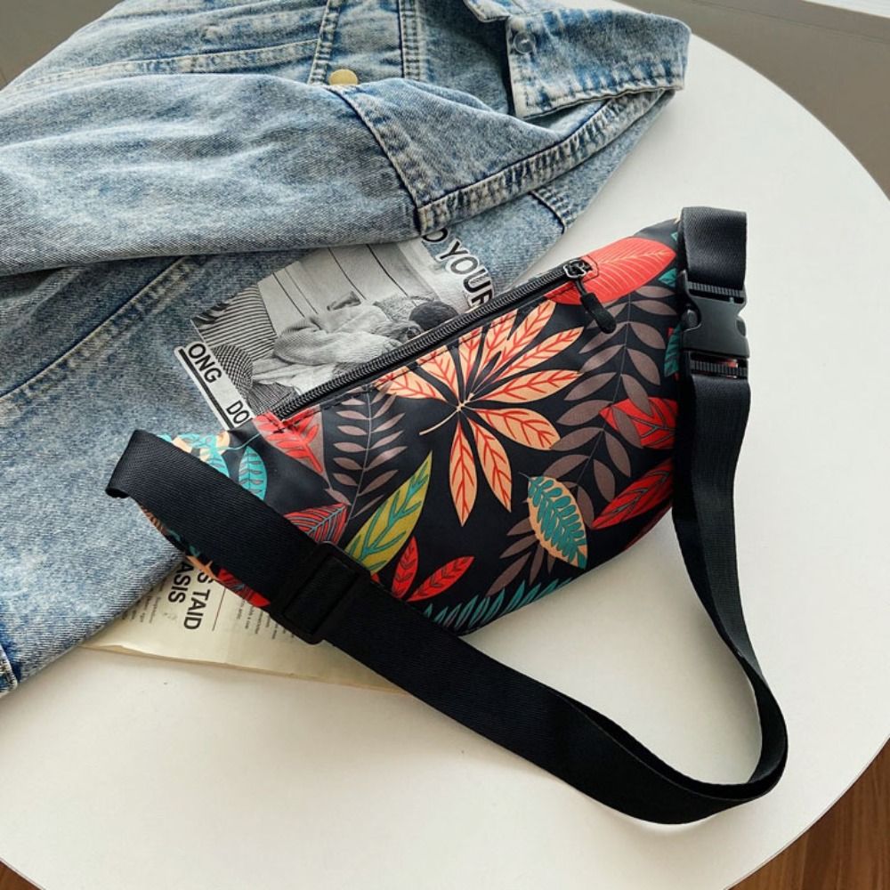 Multi-pocket Printed Waist Bag Adjustable Shoulder Strap Large Capacity Multifunctional Waist Pack Oxford Cloth Buckle