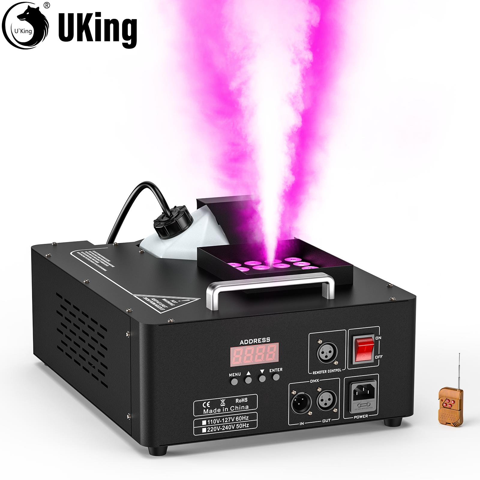 U'King 1500w Nebelmaschine RGB 3IN1 24LED Vertikale Nebelmaschine Bühnenbeleuchtung Spray Fogger Für Halloween Hochzeit Disco Party