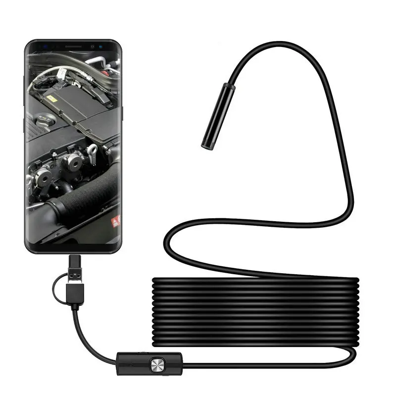 3.5M 5M 10M Dây Mini Camera Nội Soi Ống Kính 5.5Mm Cho Android Type-C/USB borescopes Chống Nước Đèn Led Chiếu Sáng Kiểm Tra Camera