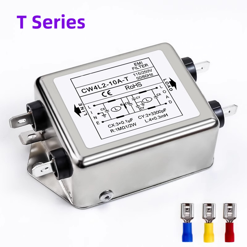 Filtro EMI de alimentación de CA monofásico CW4L2-10A-T/S CW4L2-20A-T/S para máquina de grabado láser CO2 serie T/S 115V/250V 20A 50/60HZ