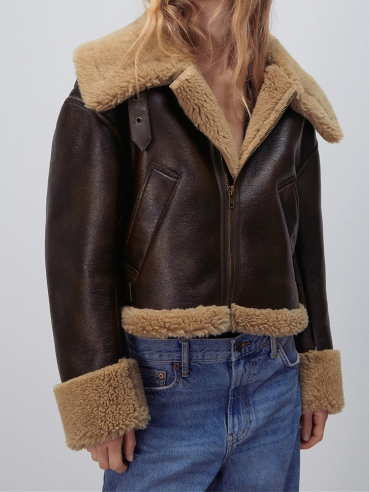 LY VAREY LIN 新しい冬モトバイカー Pu ショートコート女性ハイストリートジッパーフェイクラムレザージャケット女性厚く暖かい生き抜く