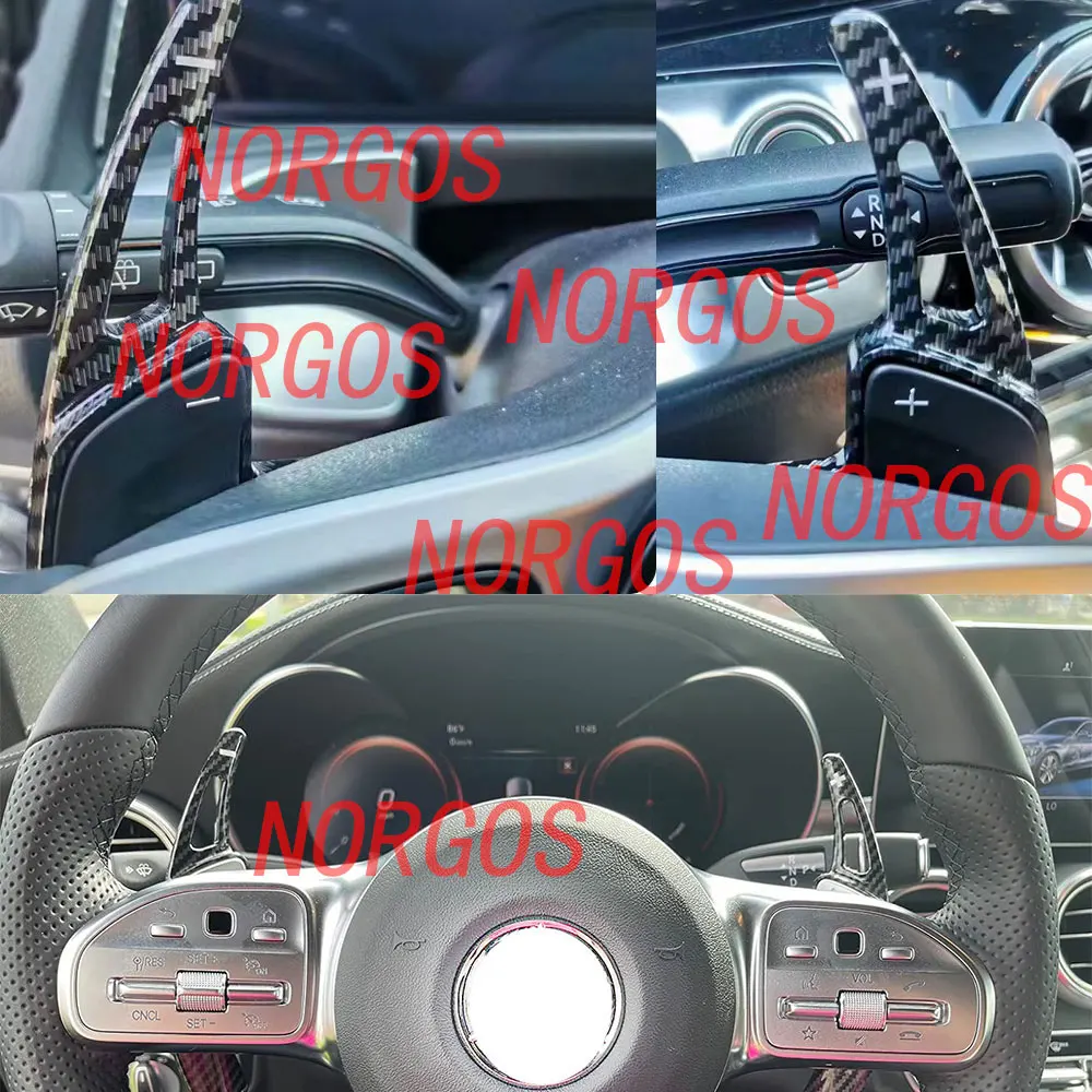 For Mercedes-Benz A B C E Class CLA GLA CLS GLC Paddle Shifter Carbon Fiber Car Steering Wheel Shift Paddle Extension Shifters