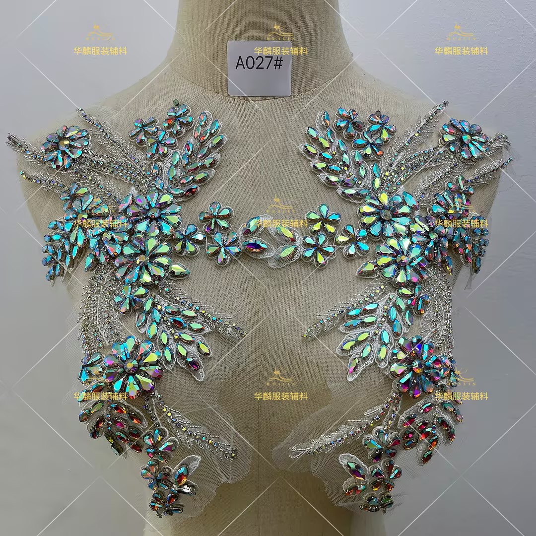 ผ้าโพกศีรษะติดเพชรงานแฮนด์เมดสุดหรู2024ชุดเดรสราตรีวัสดุผ้าทูลประดับด้วยลูกปัดคริสตัลแบบ DIY