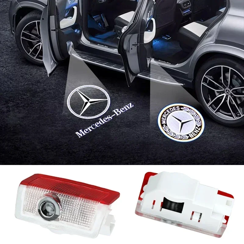 Luz Led de bienvenida para puerta de coche, lámpara de proyector HD, luces de cortesía para Mercedes Benz Clase A C E GLE GLB GLC W205 W212 W213 X253, 2 uds.