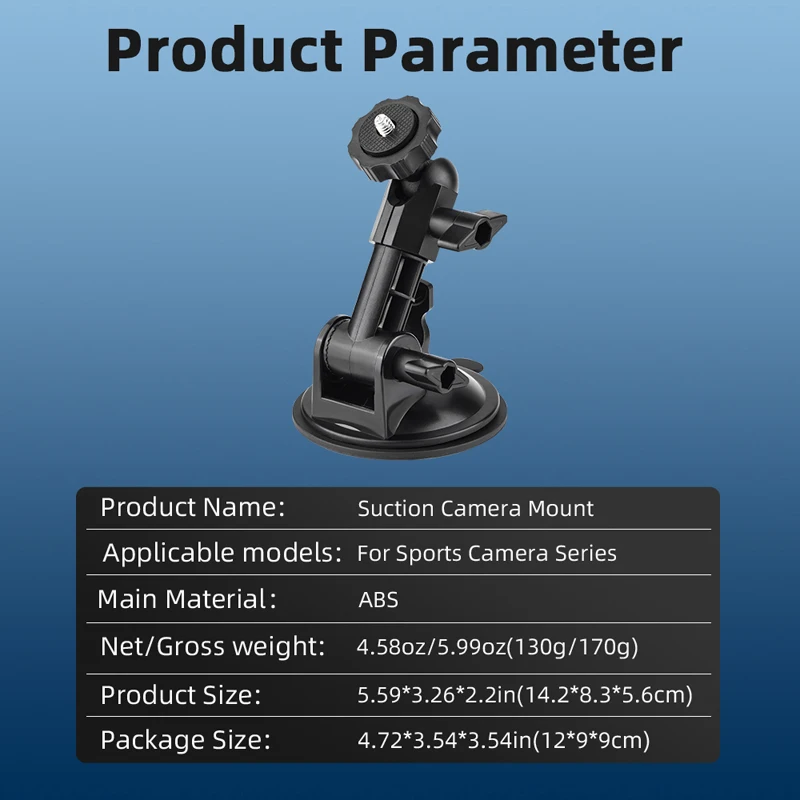 Camera Suction Cup Mount 360 Rotation Camera Car Holder 1/4 Screw for Go Pro DJI OSMO Action 4 5 Pro Insta 360 X5 X4 Phone Hold