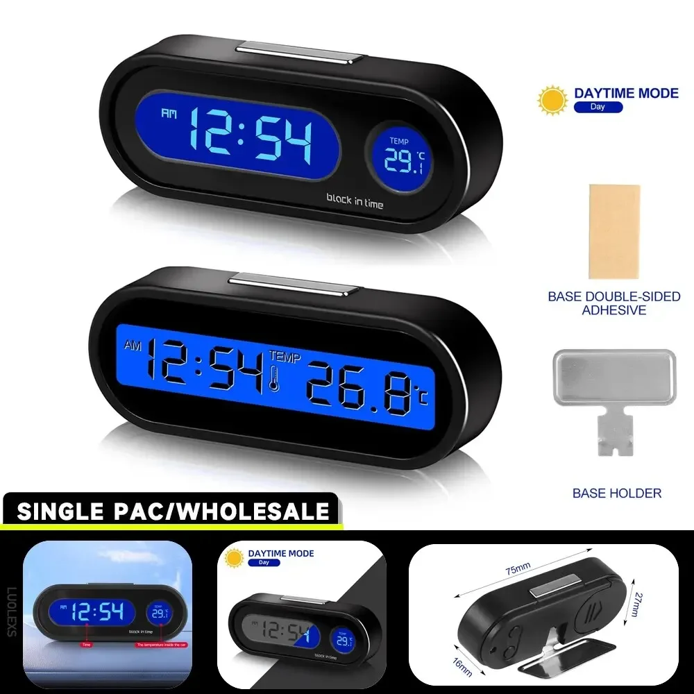 Zegar Samochodowy Mini Elektroniczny Zegarek Samochodowy Podświetlany Termometr Wewnętrzny LCD Podświetlenie Cyfrowy Wyświetlacz Akcesoria Samochodowe