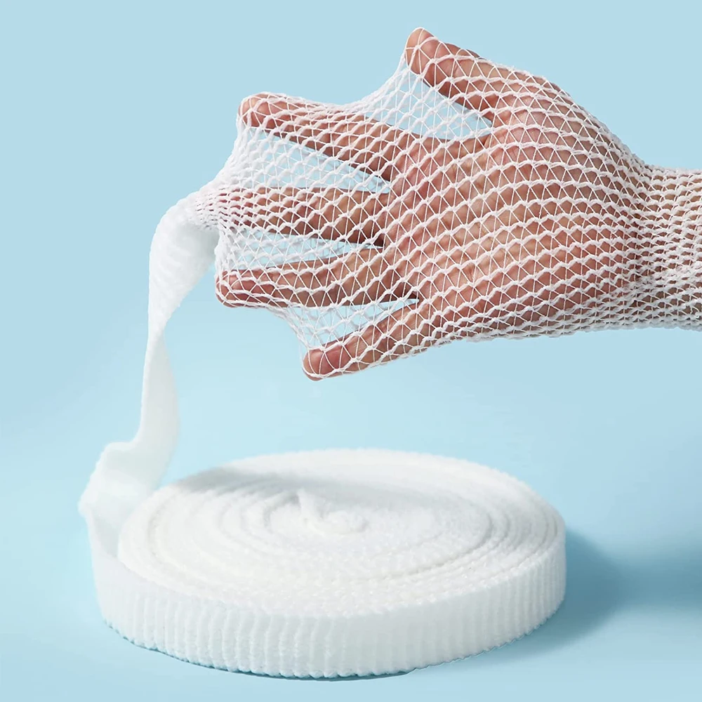 1 rollo de vendaje Tubular de red elástica, vendaje de gasa, retenedor de vendaje transpirable para vendaje de heridas, adultos, muñeca, codo, rodilla, tobillo, niños