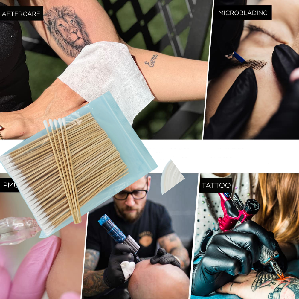 100/300 PCS 6 Polegada Dicas de Precisão Cotonetes - Bastão de Madeira Longo Cotonetes Pontos Cotonetes de Algodão Com Estojo - Algodão