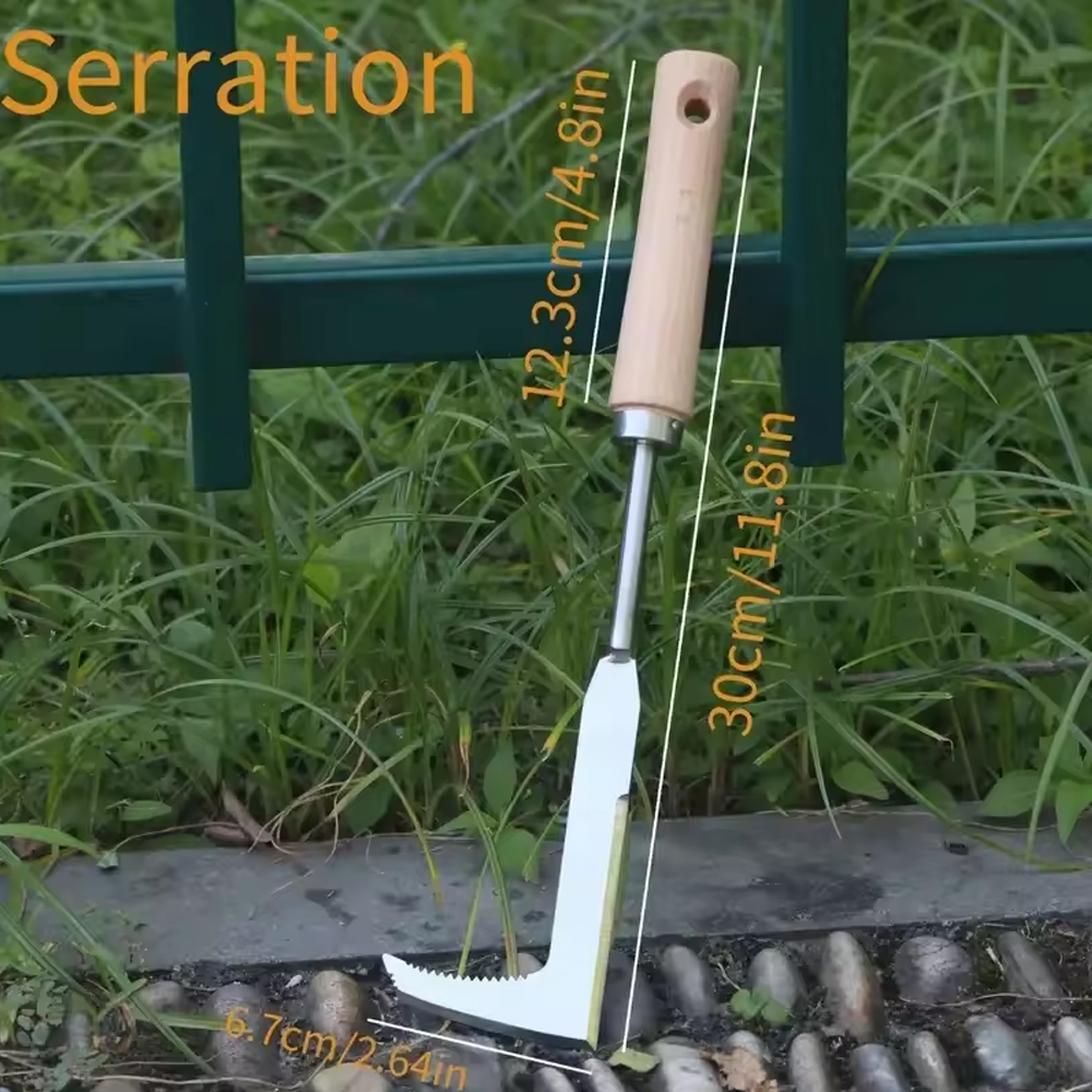 1PC Heavy Duty Carbon Steel Mower Sickle Manual Weeding Tool for Road Cracks and Garden
