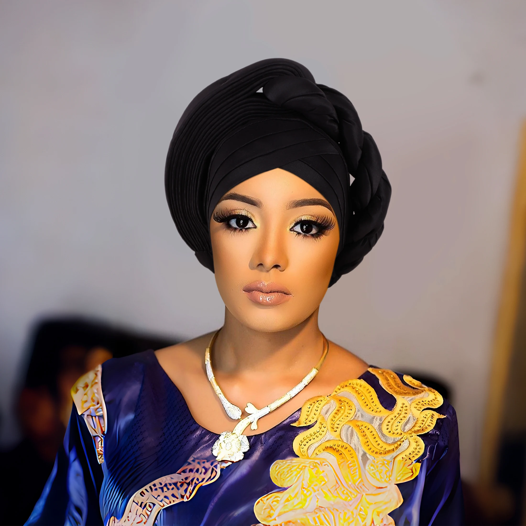 Weiblicher kopf wickelt rohe seide headtie afrikanische autogele frauen turban kappe nigeria hochzeit auto geles party kopf bedeckung