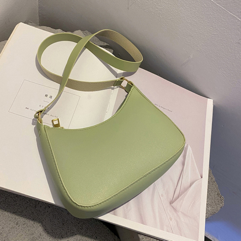 Nuevo bolso de mano para mujer, bolso de hombro Retro de Color sólido a la moda, bolso Hobos informal de cuero PU para mujer
