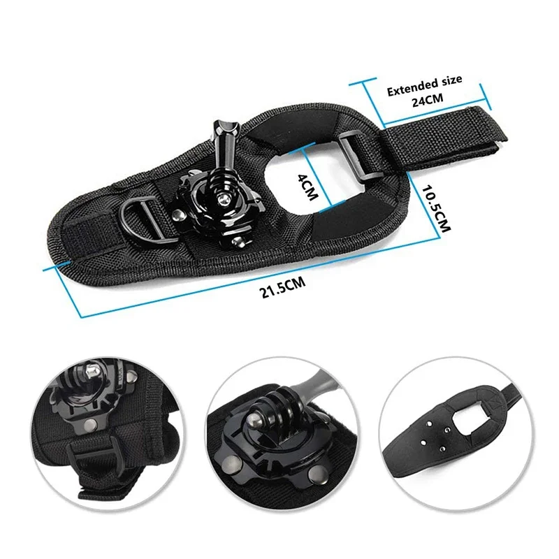 360 Graden Rotatie Hand Strap Mount Handschoen Pols Houder voor GoPro Hero 13 12 11 10 9 AKASO SJCAM insta360 DJI OSMO Actie Camera