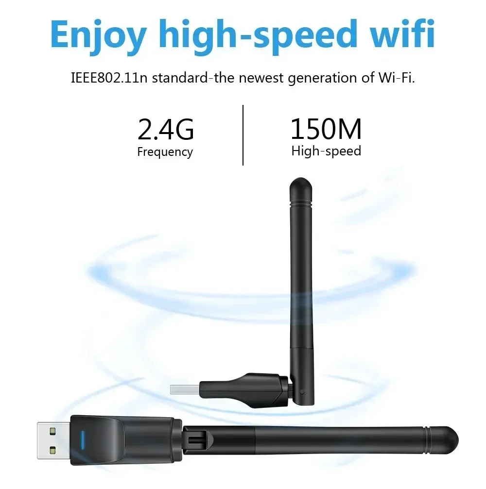 USB Wireless Network Card WiFi Transmitter Set Top Box IPTV Receiver Wifi Antenna for Desktop Laptops - Wireless Networking