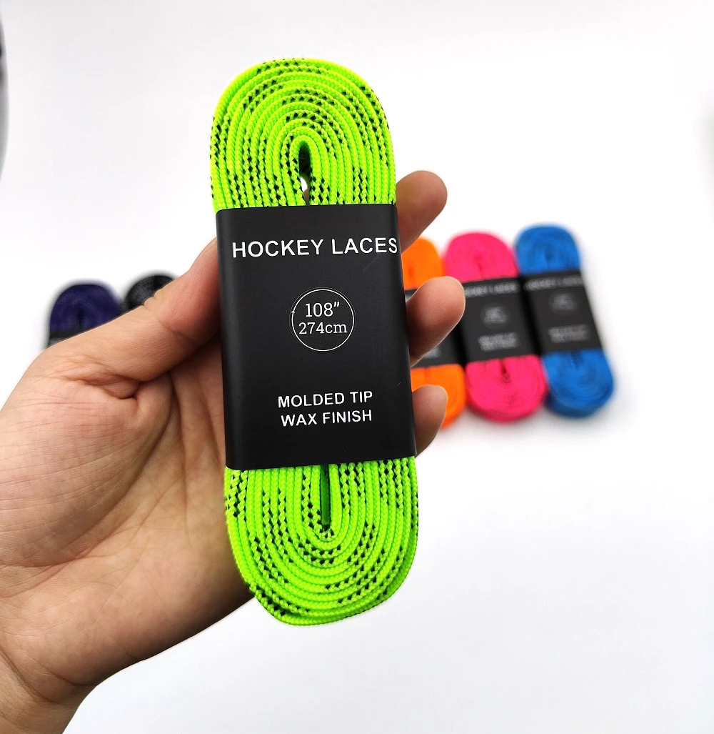 Waxed สเก็ต Laces 84-120in Dual Layer Braid ออกแบบชุดสําหรับฮ็อกกี้น้ําแข็งสเก็ตฮอกกี้รองเท้าลูกไม้ฮอกกี้อุปกรณ์เสริม