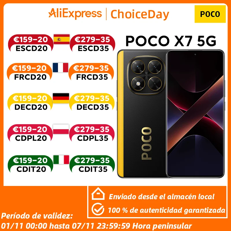 POCO X7 5G 8GB/256GB 12GB/512GB NFC Version mondiale téléphone portable avec chargeur ue