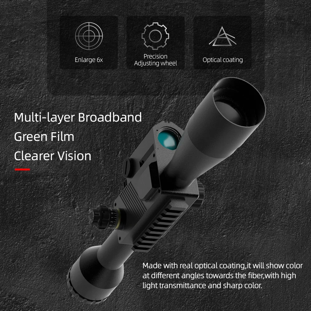 Long Range Hunting Laser Sight Telescope, Exit Pupil Diâmetro, Alta Transmitância de Luz, Small Range Finder, 6.67mm, 6x