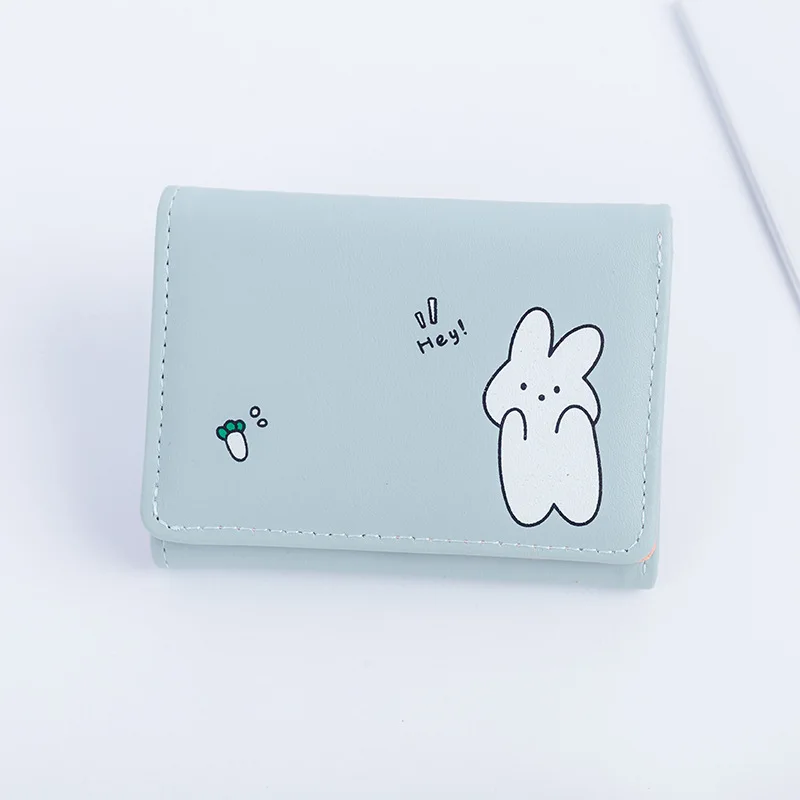2024 New Cute Cartoon Women's Coin Purse, Girl Small Short Button Three-fold Wallet, Large-capacity Student Card Holder Case