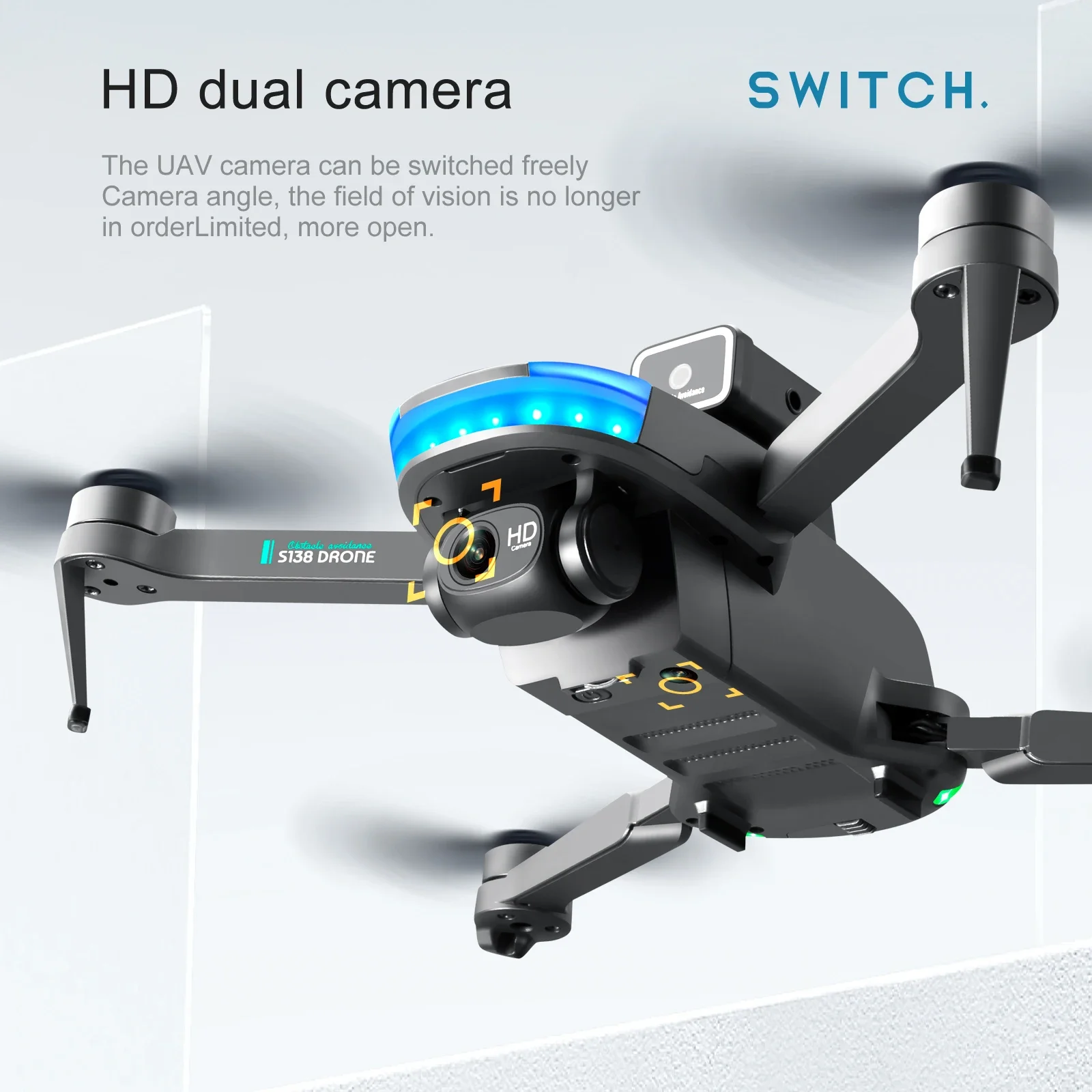 S138 GPS Dron 4K Câmera Dupla Profissional 5G Wifi FPV 360 °   Evitar obstáculos dobrável Quadcopter RC Drone Bateria dupla brinquedos para presente