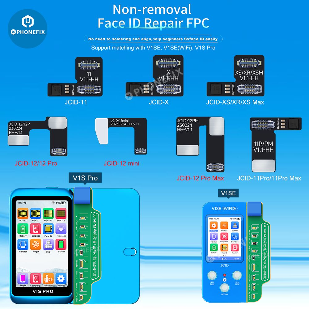 JCID Non-removal Face ID Repair FPC flex cable for iPhone X-15ProMax Battery Face ID issues fix DOT-Projector No Need Soldering