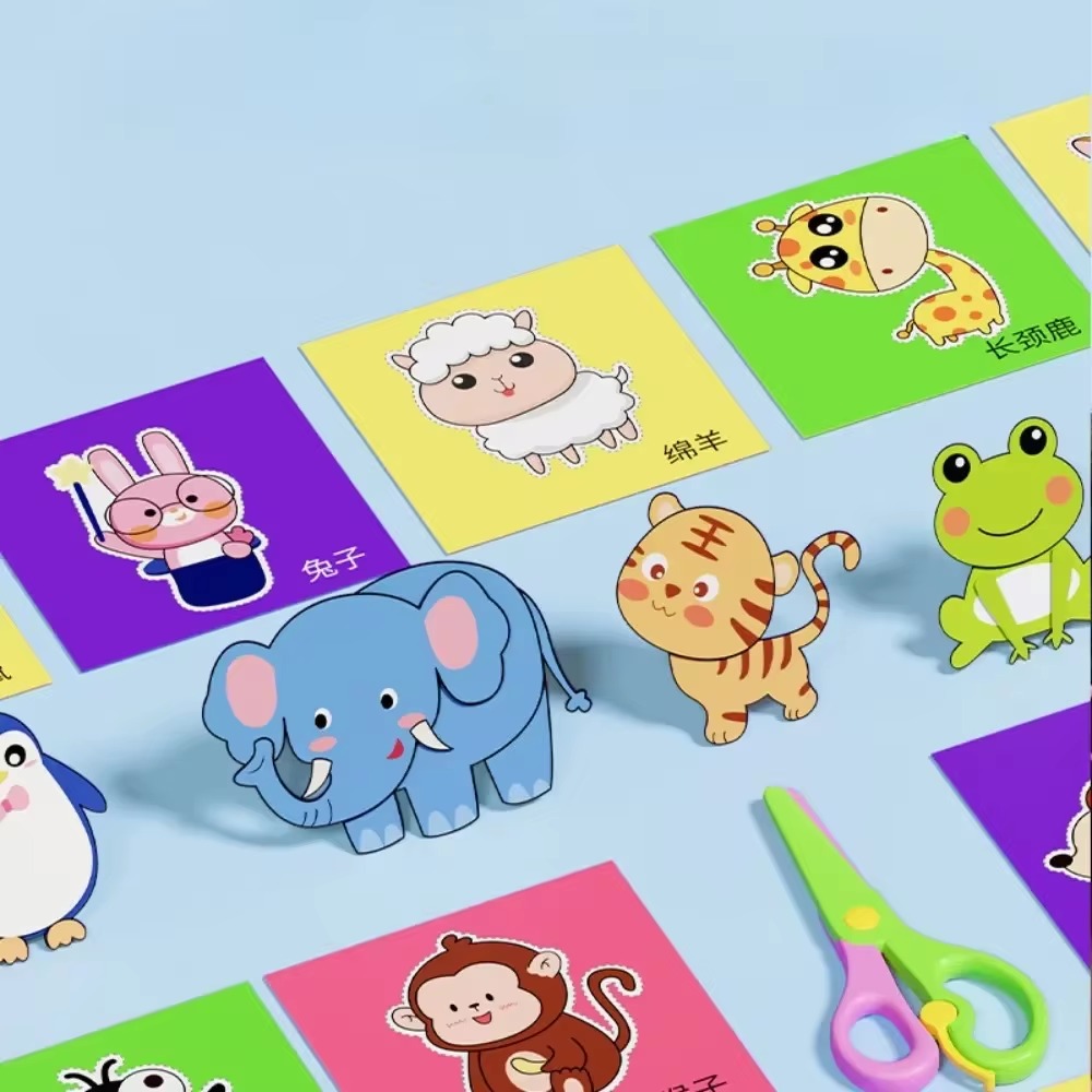 48 Stuks Handgeschept Papier Gesneden Boek Kids Craft Speelgoed DIY Cartoon Scrapbooking Papier Kunst Speelgoed Kinderen Leren Speelgoed voor Kinderen Geschenken