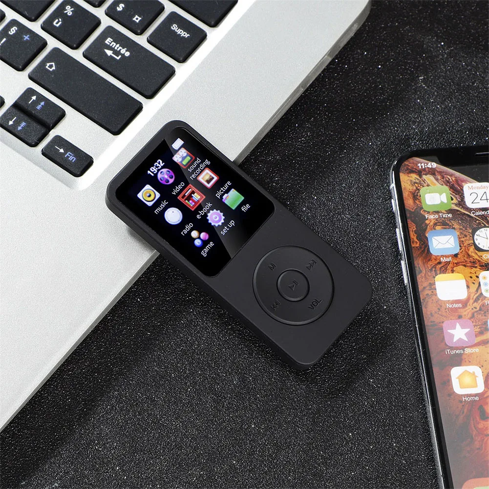Lettore MP3 portatile Walkmen da 1,8 pollici Type-C Bluetooth 5.4 Compatibile con E-Book Registrazione Sport MP4 Radio FM Lettore musicale Hifi