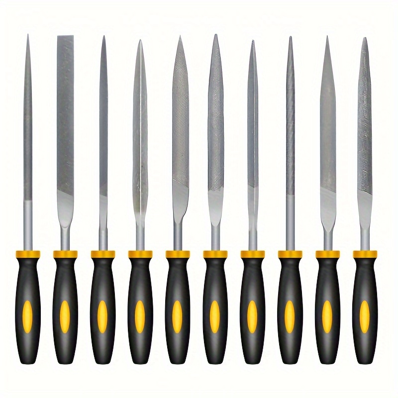 Premium Needle File Set - High-Carbon Steel Files with Non-Slip Ergonomic Handles for Precise Filing on Wood, Plastic, Model
