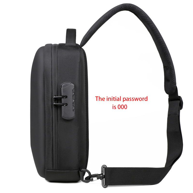 Pacotes de peito com bloqueio de combinação anti-roubo com porta de carregamento usb moda negócios masculino crossbody saco de armazenamento de viagem bolsa de ombro