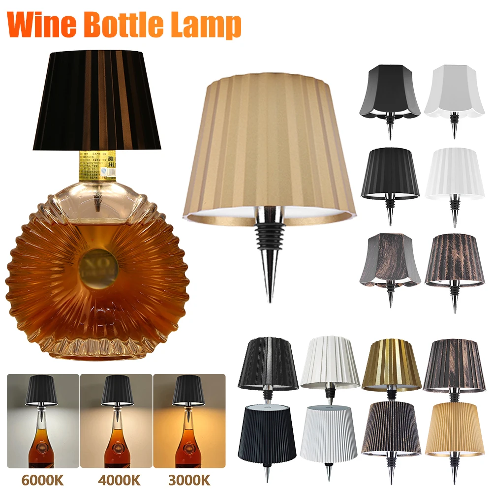 Wijnfles LED draadloze tafellamp 3-kleuren Traploos dimbaar USB oplaadbaar Eettafelverlichting Dranklamp Top touch