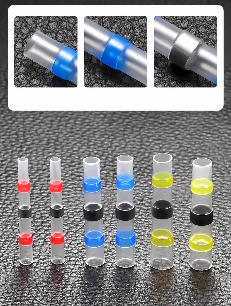 10/50/100 PCS Solder Seal Wire Butt Connectors Welding Ring Heat Shrink Terminal,Waterproof Insulated Electrical Wire Terminals