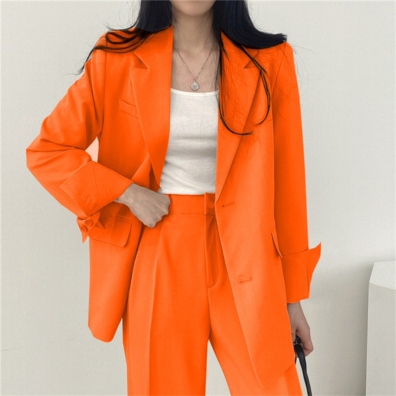 Moda 2024 primavera e outono pequeno terno retro jaqueta magro conjunto de 2 peças para mulheres estilo coreano casual topo e calças terno