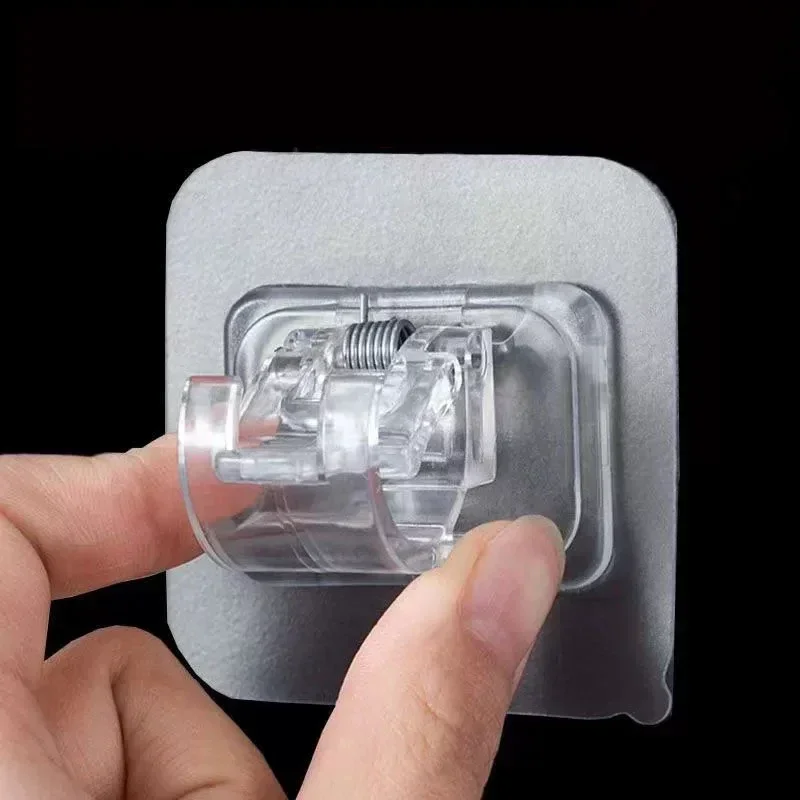 Soporte de barra de cortina autoadhesivo, ganchos de abrazadera ajustables sin clavos, sin perforación, para uso doméstico, cocina y baño, 2/12 Uds.