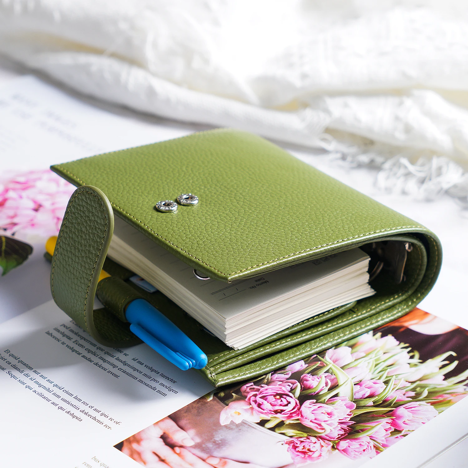 Moterm Luxe 2.0 シリーズ ポケットサイズ プランナー ペブルドグレインレザー A7 ノートブック 30MM リング付き ミニアジェンダオーガナイザー 日記メモ帳