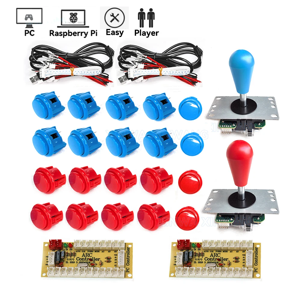 Joystick do gier Zestaw DIY Zero Delay Kontroler USB SANWA 8-drożny joystick 24/30 mm Przyciski do komputera PC, Raspberry Pi