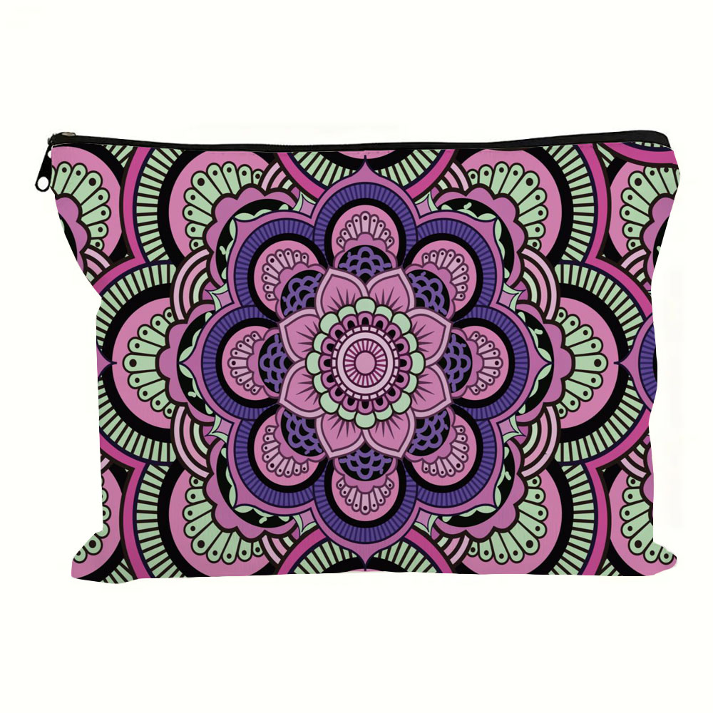 Kosmetiktasche mit Vintage-Mandala-Print, leichte Clutch, Münzgeldbörse; Tragbare Make-up-Tasche mit Reißverschluss, Federmäppchen, Weihnachtsgeschenktüten
