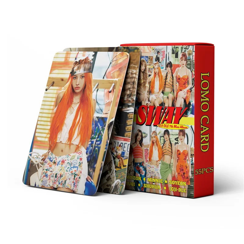 55 ピース/セット KPOP GIDLE アルバム Klaxon LOMO カード SONG YUQI MINNIE SHUWAH I SWAY 美しい写真コレクション ギフト (G) I-DLE ポストカード