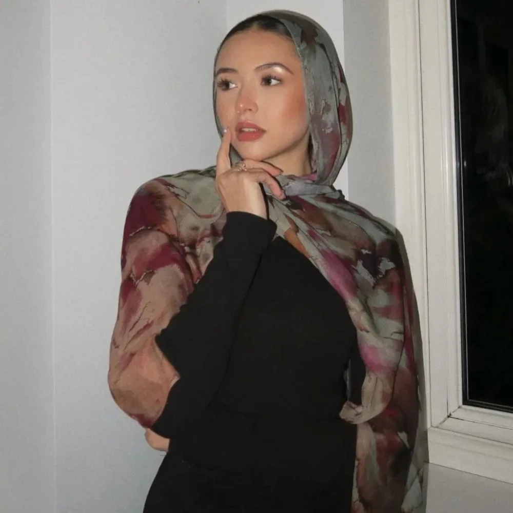 Nueva bufanda Hijab con estampado Floral de acuarela, bufandas largas y suaves transpirables a la moda, pañuelo para la cabeza con estampado de Cachemira, chal Hijab musulmán