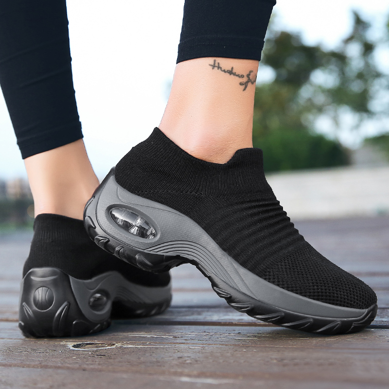 Damen-Walking-Sneaker, modische Fliegenweb-Socken-Sneaker, atmungsaktiv, bequem, Stillschuhe, lässige Plateau-Loafer, rutschfest