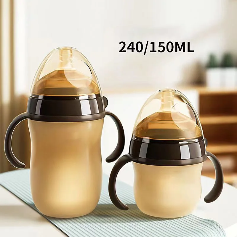 Butelka silikonowa dla niemowląt bez zawartości BPA, odpowiednia dla dzieci w wieku 0-36 miesięcy, 150 ml/240 ml, imituje doświadczenie karmienia piersią