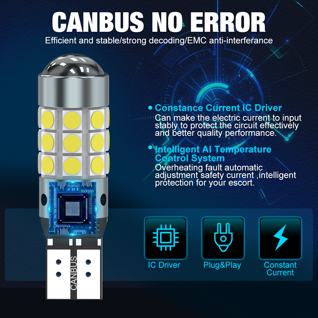 XSTORM T10 bombilla Led W5W LED 168 194 Canbus Nor Error 27SMD 3030 luces de señal de coche lámpara de placa de matrícula 6000K blanco 12V