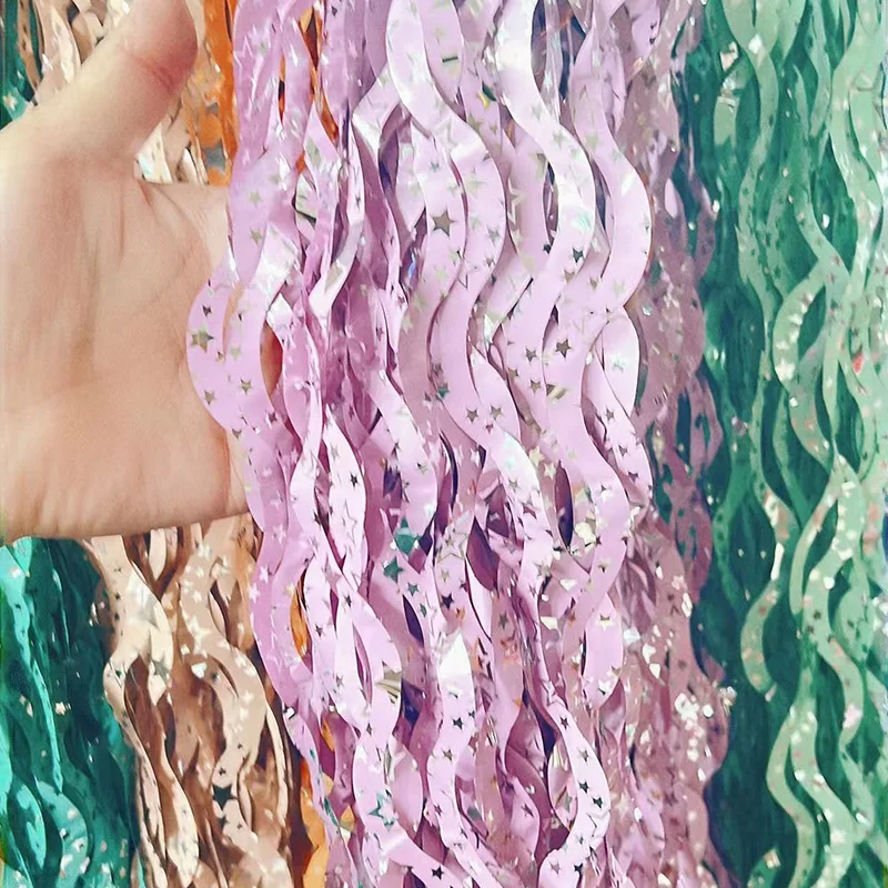 Cortinas con flecos de papel de aluminio de oropel metálico, telón de fondo de foto de fiesta de estrella, serpentinas de fiesta para cumpleaños, decoración de boda de Nochevieja