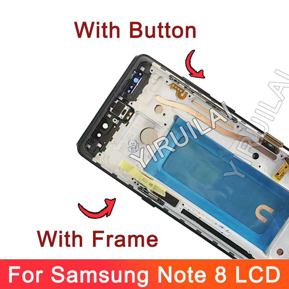 Pantalla TFT probada para Samsung Galaxy Note 8 N950 N950F N9500, montaje de digitalizador con pantalla táctil LCD, piezas de repuesto con marco