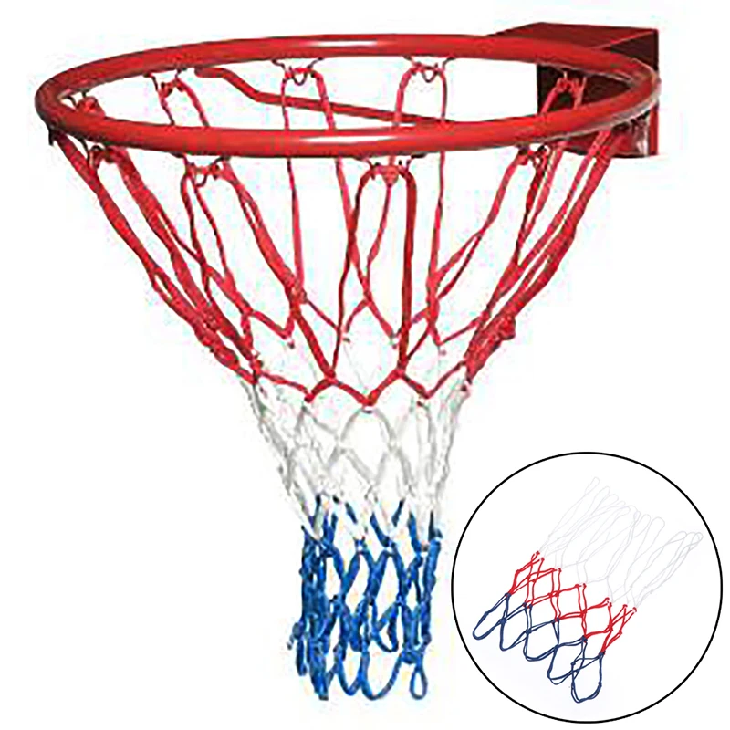 標準バスケットボールネット耐久性のあるナイロン太い糸 3 色ユニバーサルバスケットボールネットメッシュ交換