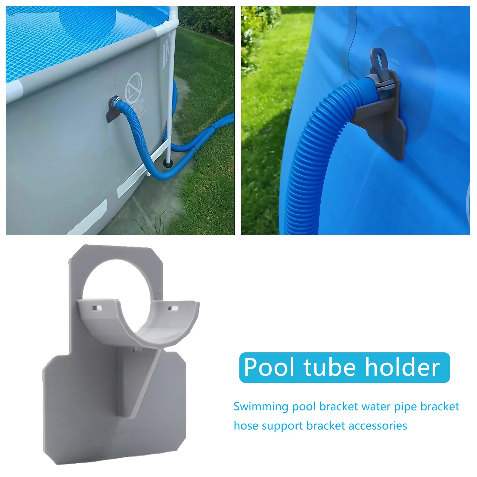 2PCS Swimming Pool Pipe Fixing Holder Support for Intex Above Ground Pool 30-38mm Hose Outlet Mount Bracket with Cable Tie Clamp