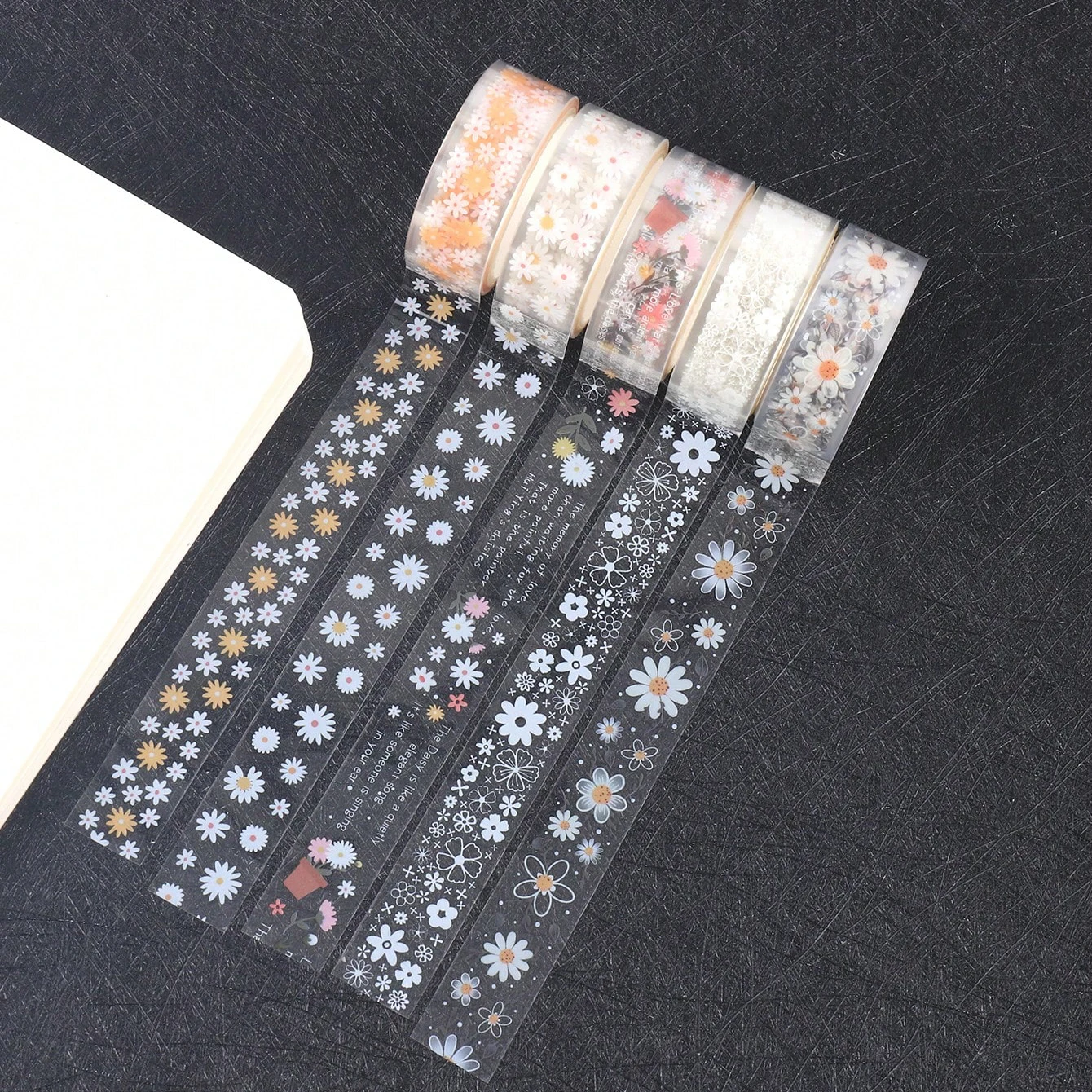 5 rotoli/scatola di nastro washi floreale vintage, piccolo nastro decorativo floreale trasparente in materiale PET, un regalo indispensabile per gli amici