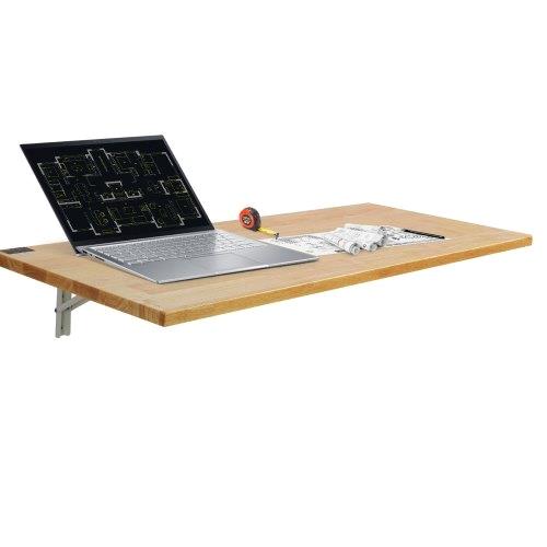 47.24” Wall Mounted Folding Table - Drop Leaf Wooden Desk with Iron Bracket for small Spaces, Home Office, Kitchen & Bar
