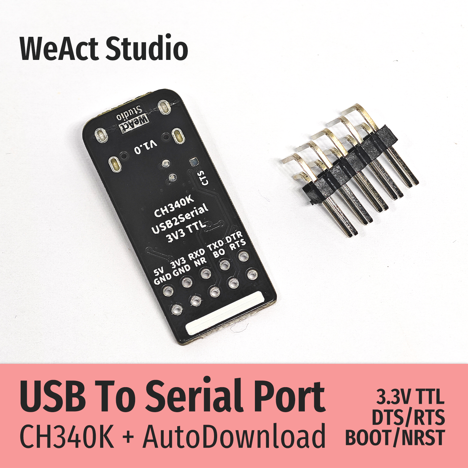 WeAct CH340K CH340 Модуль USB-Serial/TTL UART 3,3 В TTL Автоматическая загрузка