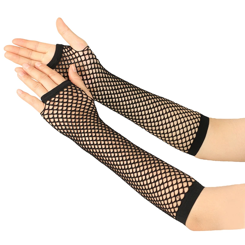 1 쌍 여자 긴 Fishnet 그물 장갑 핑거리스 메쉬 장갑 펑크 록 멋진 나이트 클럽 파티 팔 따뜻한 장갑 섹시한 장갑