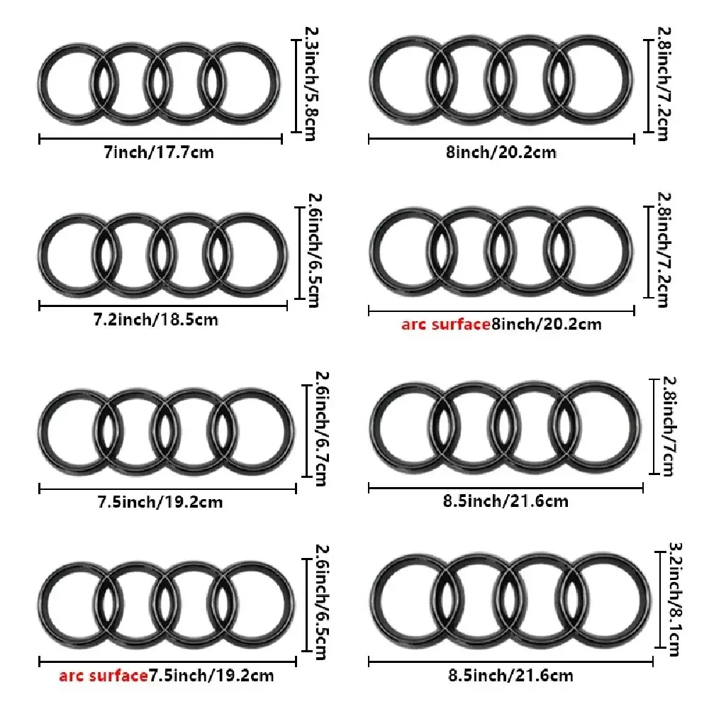 Audi 4Ring ABS автомобильный капот передний капот гриль задний багажник эмблема черный/серебристый логотип значок наклейка для A3 A4 A5 A6 A7 Q2 Q3 Q5 Q8 TT