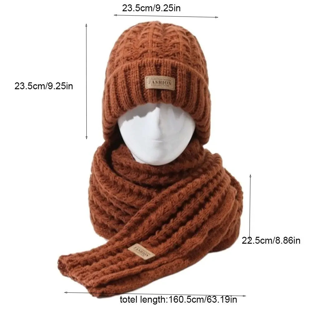 Gorro de punto a prueba de viento para invierno y otoño, bufanda de estilo coreano, protector de cuello grueso, conjunto de gorro, bufanda cálida suave Simple, 2 uds.